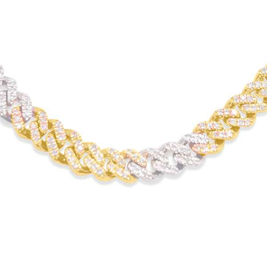 10K Multi Gold Diamond Cuban Link Chain