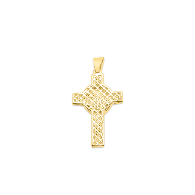 Cross Shape Round Centered Diamond Pendant (0.51CT) in 10K Gold