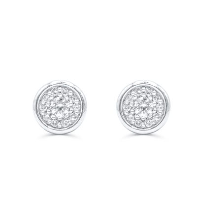 Round Shape Diamond Cluster Stud Earring (0.15CT) in 10K Gold (Yellow or White)