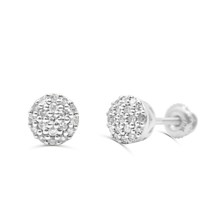 Round Shape Diamond Cluster Stud Earring (0.25CT) in 10K Gold (Yellow or White)