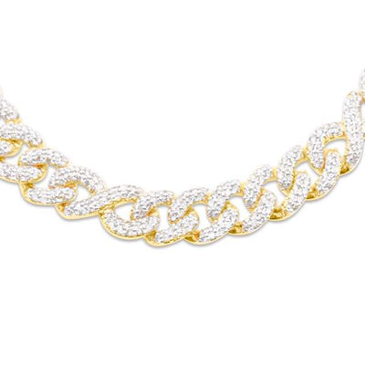 Iced Out Infinity Diamond Cuban Link Chain (14.50CT) in 10K Gold - 8mm (22 Inches)