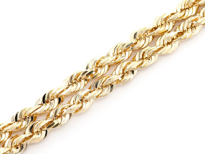 6mm 10K Solid Gold Rope Chain (White or Yellow) - from 18 to 26 Inches