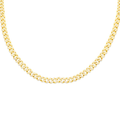 Prong Diamond Monaco Cuban Link Chain (7.20CT) in 10K Gold - 6mm (18 Inches)