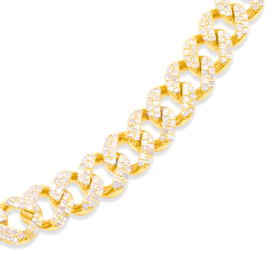 Prong Diamond Monaco Cuban Link Chain (8.75CT) in 10K Gold - 7mm (20 Inches)