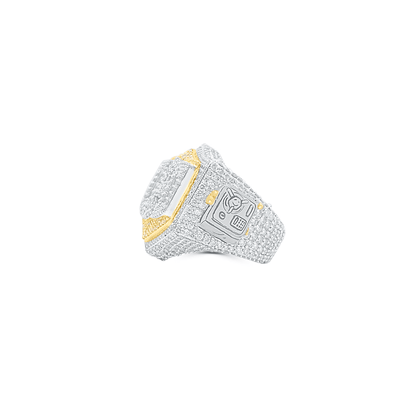 CEO Letter Round Cut Diamond Cluster Men's Pinky Ring (9.50CT) in 10K Gold - Size 7 to 12