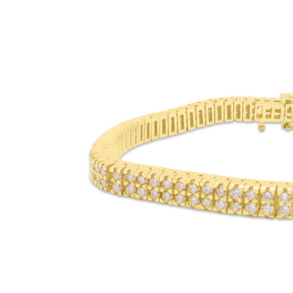 5mm 14k Yellow Gold 2 Row Tennis Bracelet