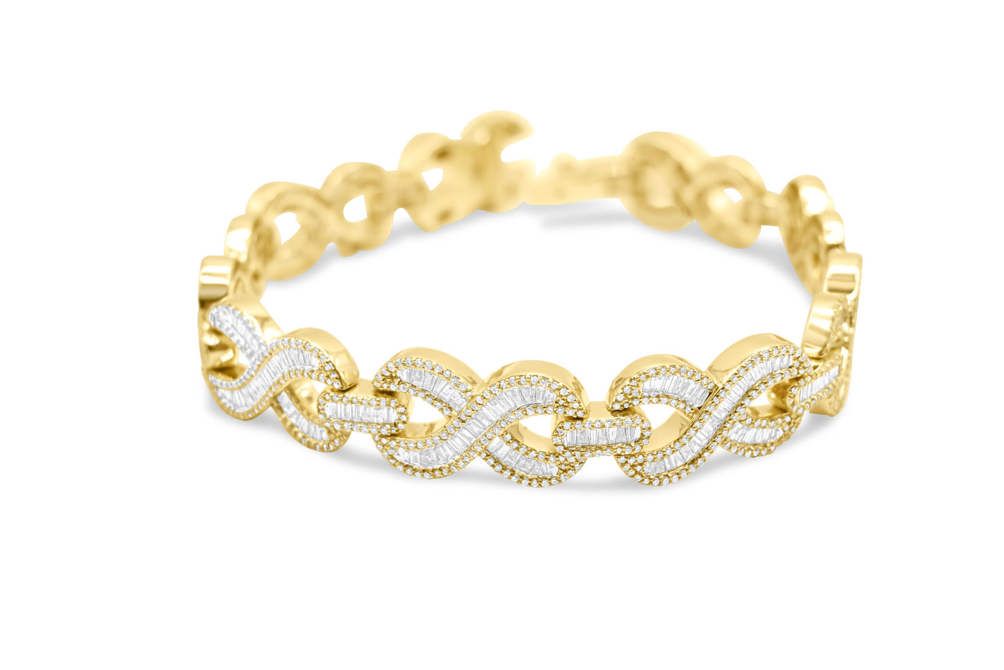 13mm 10K Infinity Gold Diamond Bracelet