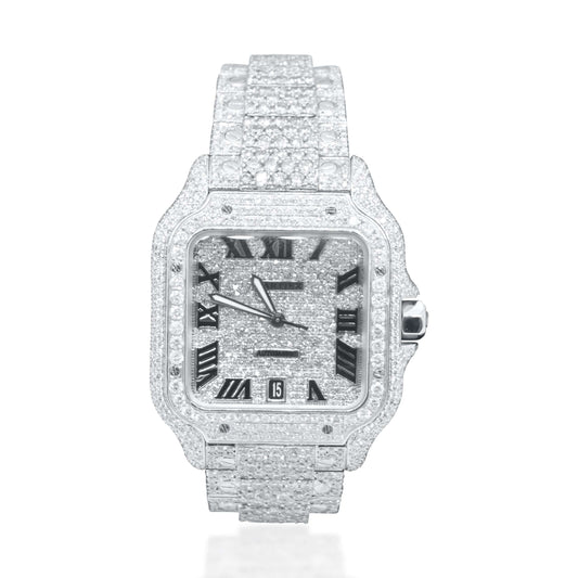 Cartier Santos 32mm Iced Out Roman Numerals Watch