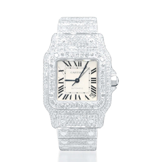 Cartier Santos 26mm Iced Out Watch