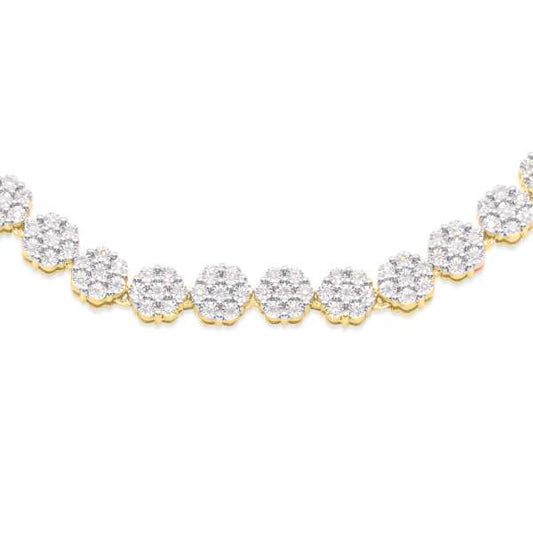 925 Tennis Gold Plate Diamond Necklace 5.50CT