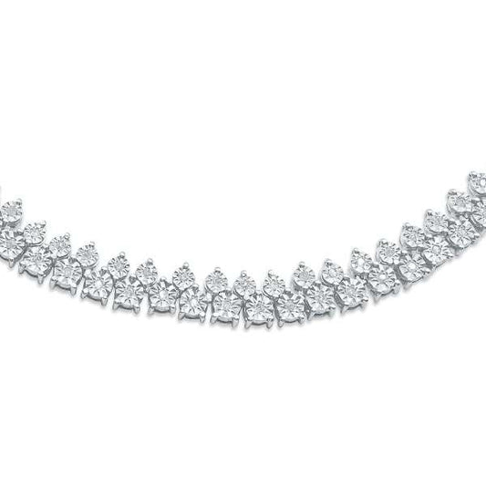 925 Sterling Silver with Diamond Necklace 1.15CTW