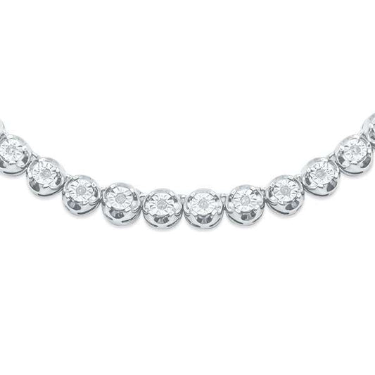 6.5mm 925 Sterling Silver with Diamond Necklace