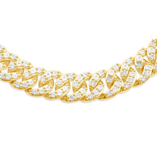 925 Sterling Silver Gold Plate Cuban Chain 1.50CT