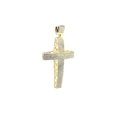 Cross Shape Diamond Pendant for Men (0.26CT) in 10K Yellow Gold