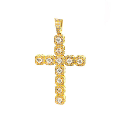 Cross Shape Stylish Diamond Pendant For Men (3CT) in 10K Yellow Gold
