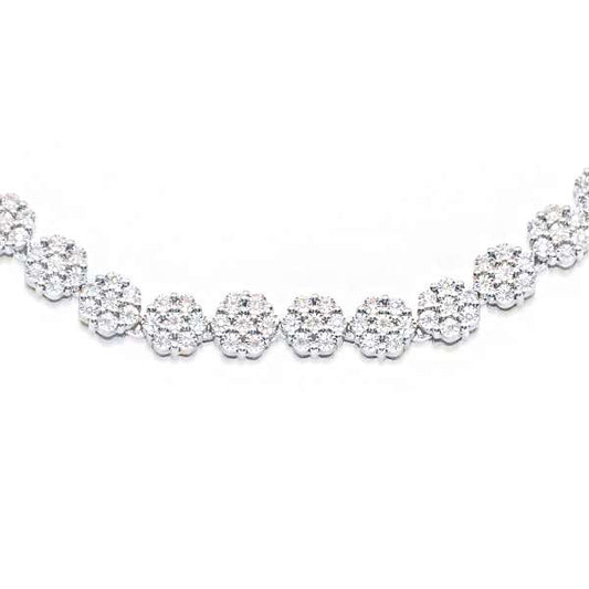 925 Sterling Silver Tennis Diamond Necklace 3.05CT