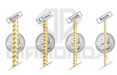 8mm 10K Solid Gold Miami Cuban Chain (White or Yellow or Rose) - from 20 to 26 Inches