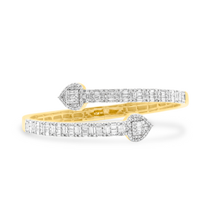 Heart Shape Baguette Diamond Bangle (2.10CT) in 10K Gold - 5mm
