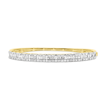 Circle Shape Diamond Baguette Bangle (1.60CTW) in 10K Gold - 5mm