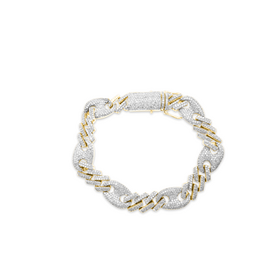 Cuban Link Diamond Bracelet in 10K Gold - 11mm