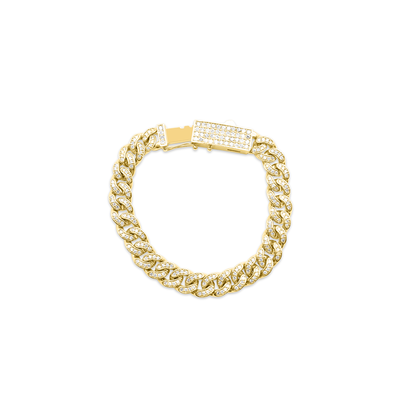 Cuban Curb Chain Diamond Bracelet (3.50CT) in 14K Gold - 8.5mm