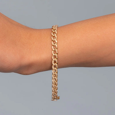 Iced Out Mini Cuban Diamond Bracelet (3.75CTW) in 10K Gold - 8mm