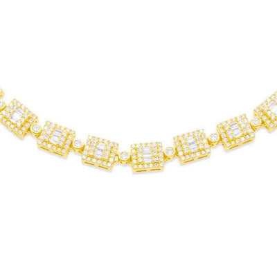Baguette Diamond Link Chain (12.50CT) in 10K Gold - 7mm (22 Inches)