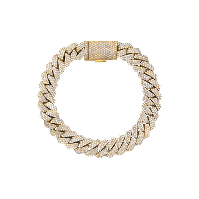 Iced Out Cuban Prong Diamond Bracelet (7CT) in 10K Gold (White or Yellow) - 10mm