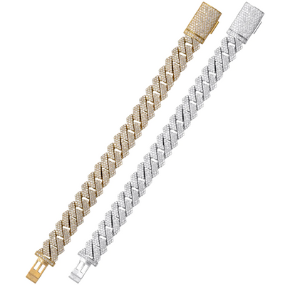 Iced Out Cuban Prong Diamond Bracelet (7CT) in 10K Gold (White or Yellow) - 10mm