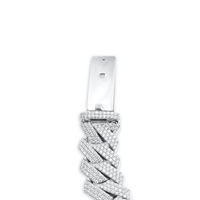 Iced Out Cuban Link Diamond Bracelet in 10K White Gold - 18mm