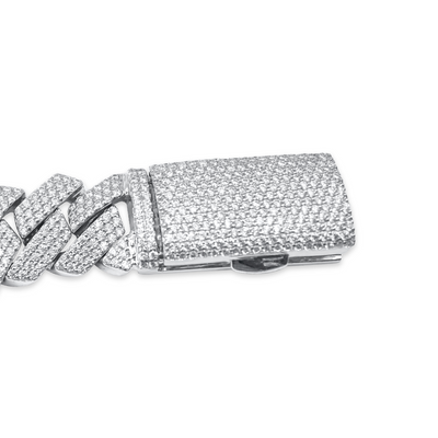 Iced Out Cuban Link Diamond Bracelet in 10K White Gold - 18mm