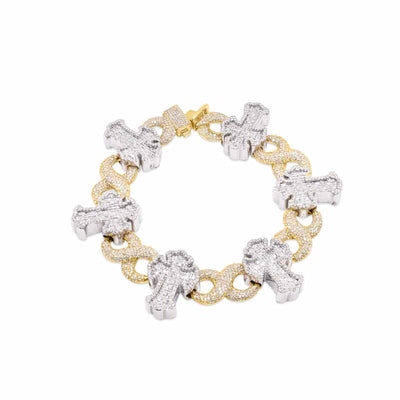 Cross Shape Infinity Diamond Bracelet (10.50CTW) in 10K Gold - 22mm